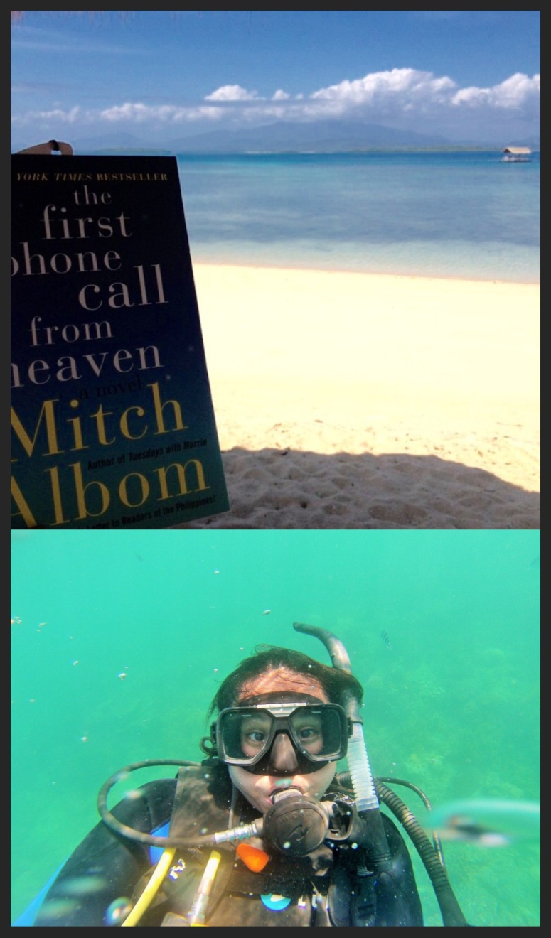 I read my book at the beach in Palawan, Philippines while Andrew was scuba diving